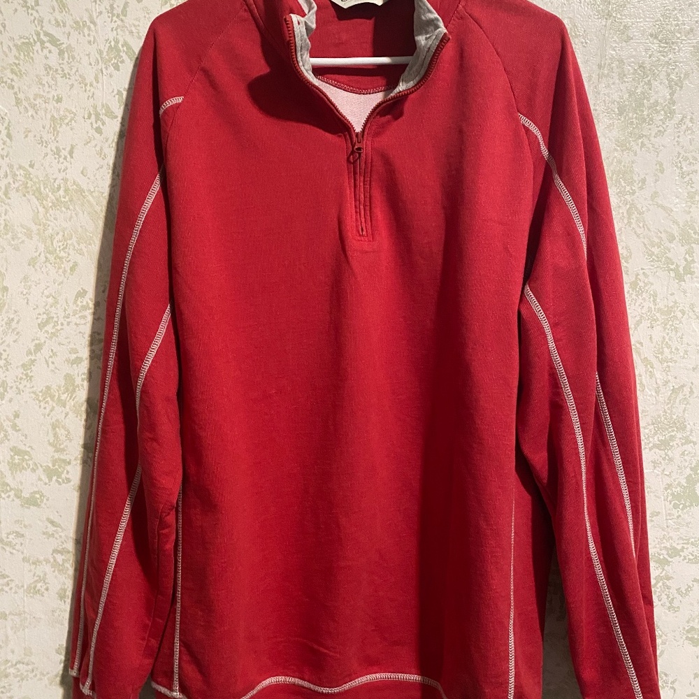 Orvis Men’s Large Red Quarter Zip Pullover Sweater